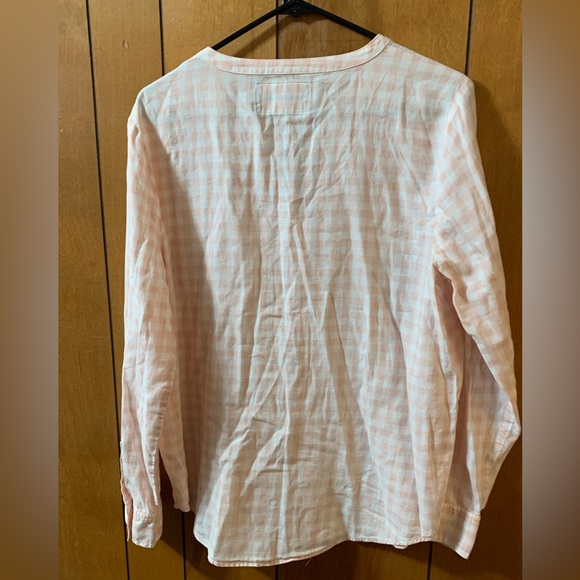 Calvin Klein Jeans pink gingham button up roll up tee short long sleeve top L - Picture 9 of 10